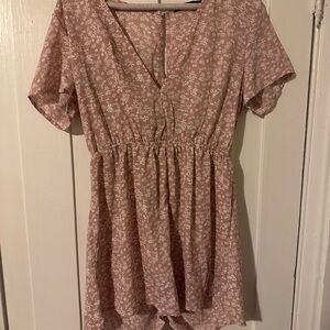 Floral Pink Short Sleeve Romper